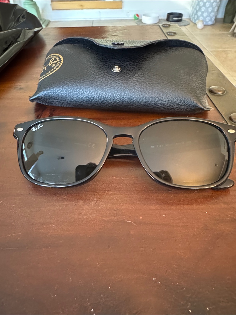 Ray-Ban Black Frame Sunglasses with Gradient Smoke Lenses